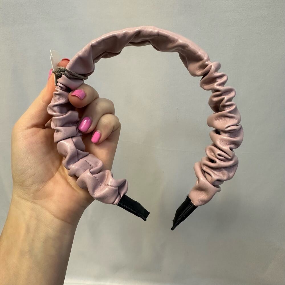 Target Faux Leather Vegan Pink Ruched Scrunch Headband Hair Piece 2000s NWT